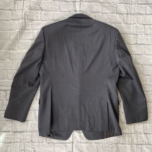 J Lawrence for men 44R 2 piece 100% wool suit 38/32 pants grey w/pin stripe - Picture 12 of 15